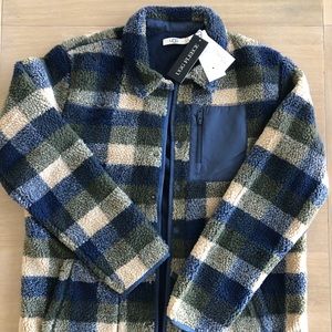 UGG Blue Plaid Keefe Sherpa Snap Front Jacket NWT